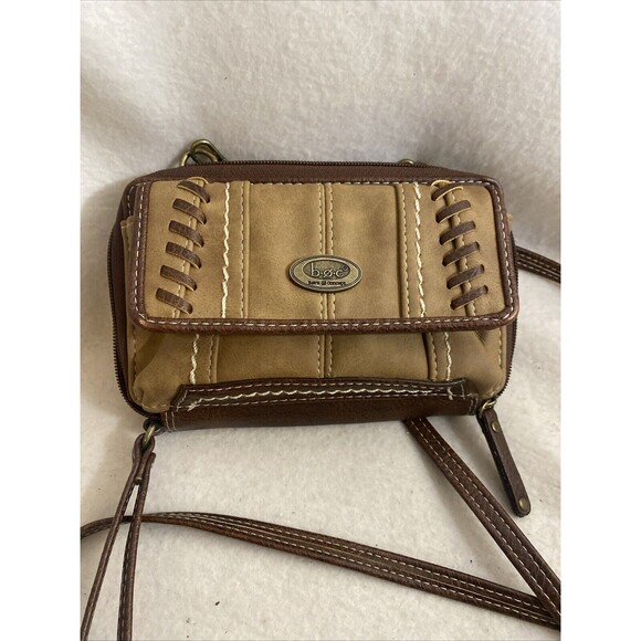Born leather wallet purse Concept Clutch Crossbody Brown Snap Closure Strap - Picture 1 of 10